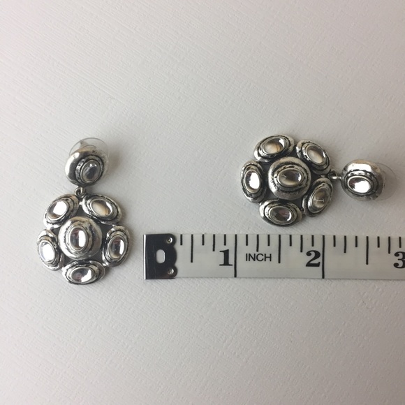 Silver Tone Statement Drop Pierced Earrings - Picture 8 of 8